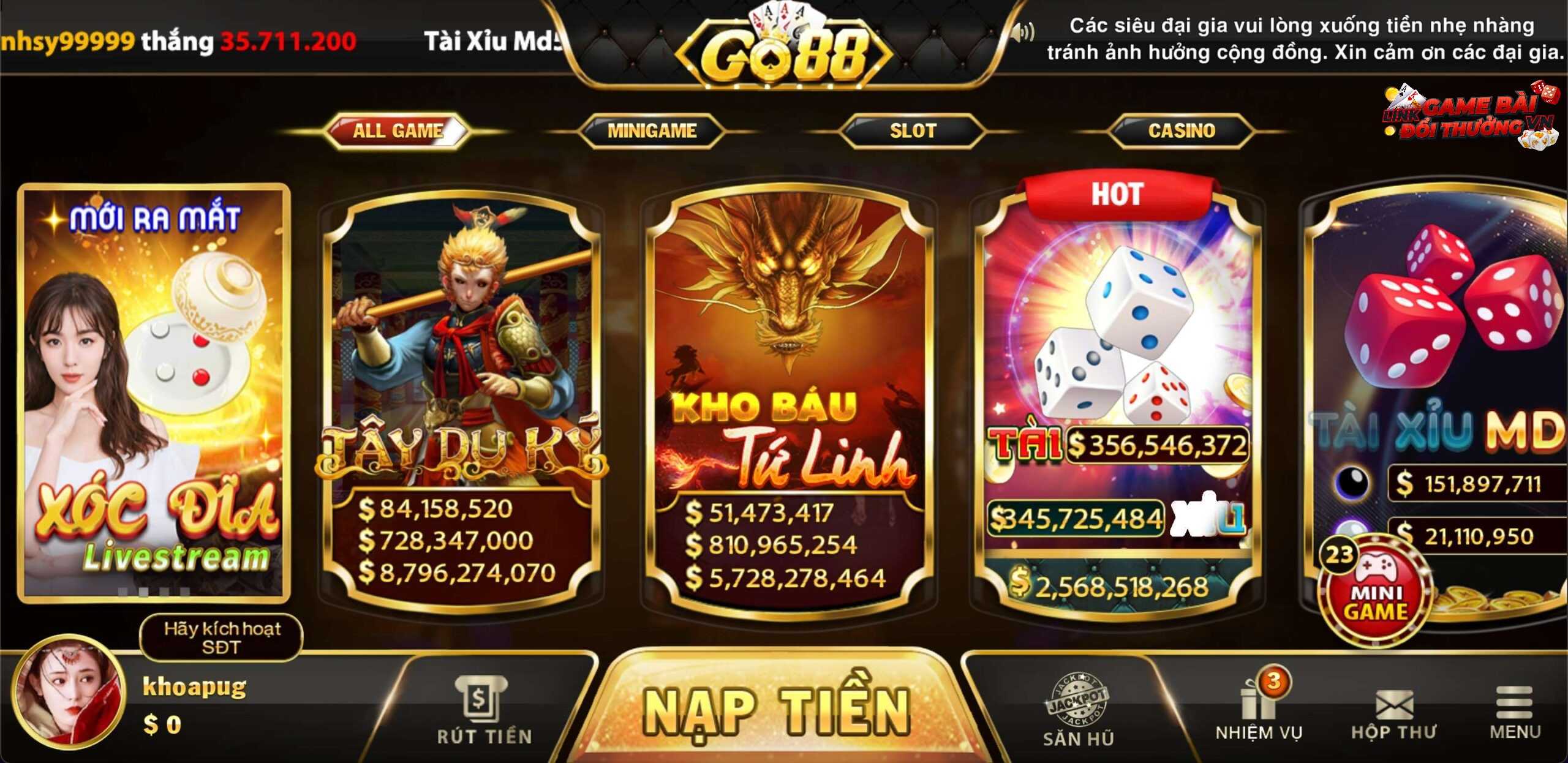 Cổng game bài đổi thưởng Go88