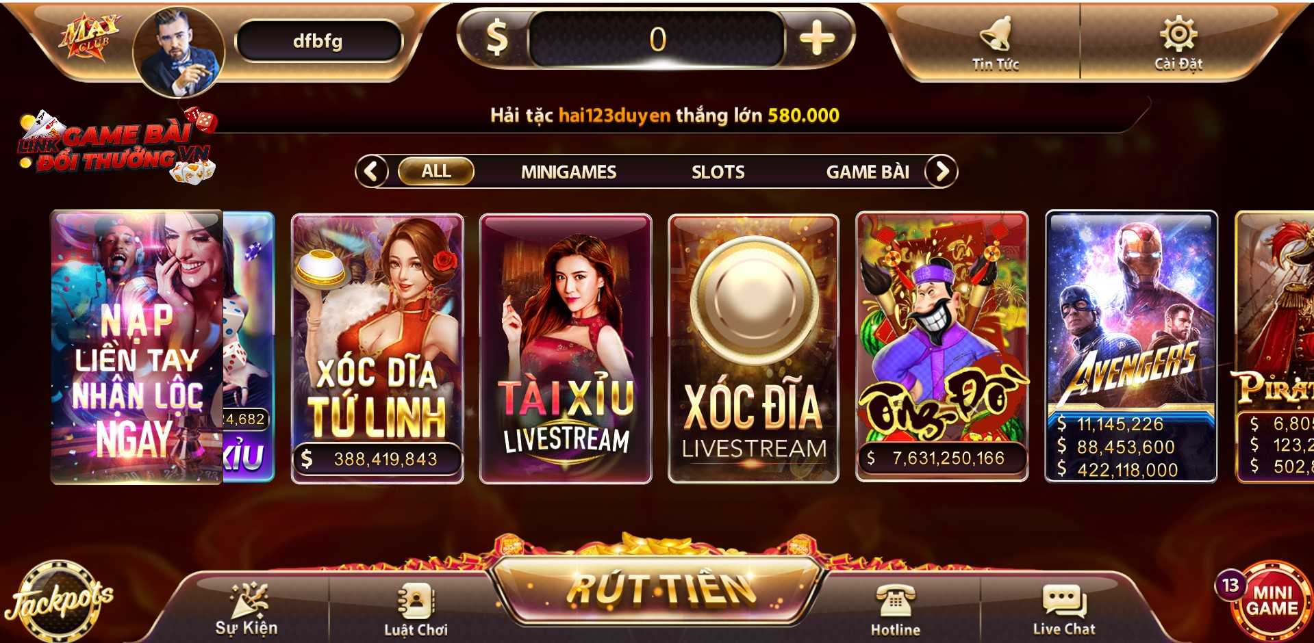 Cổng game bài đổi thưởng May Club