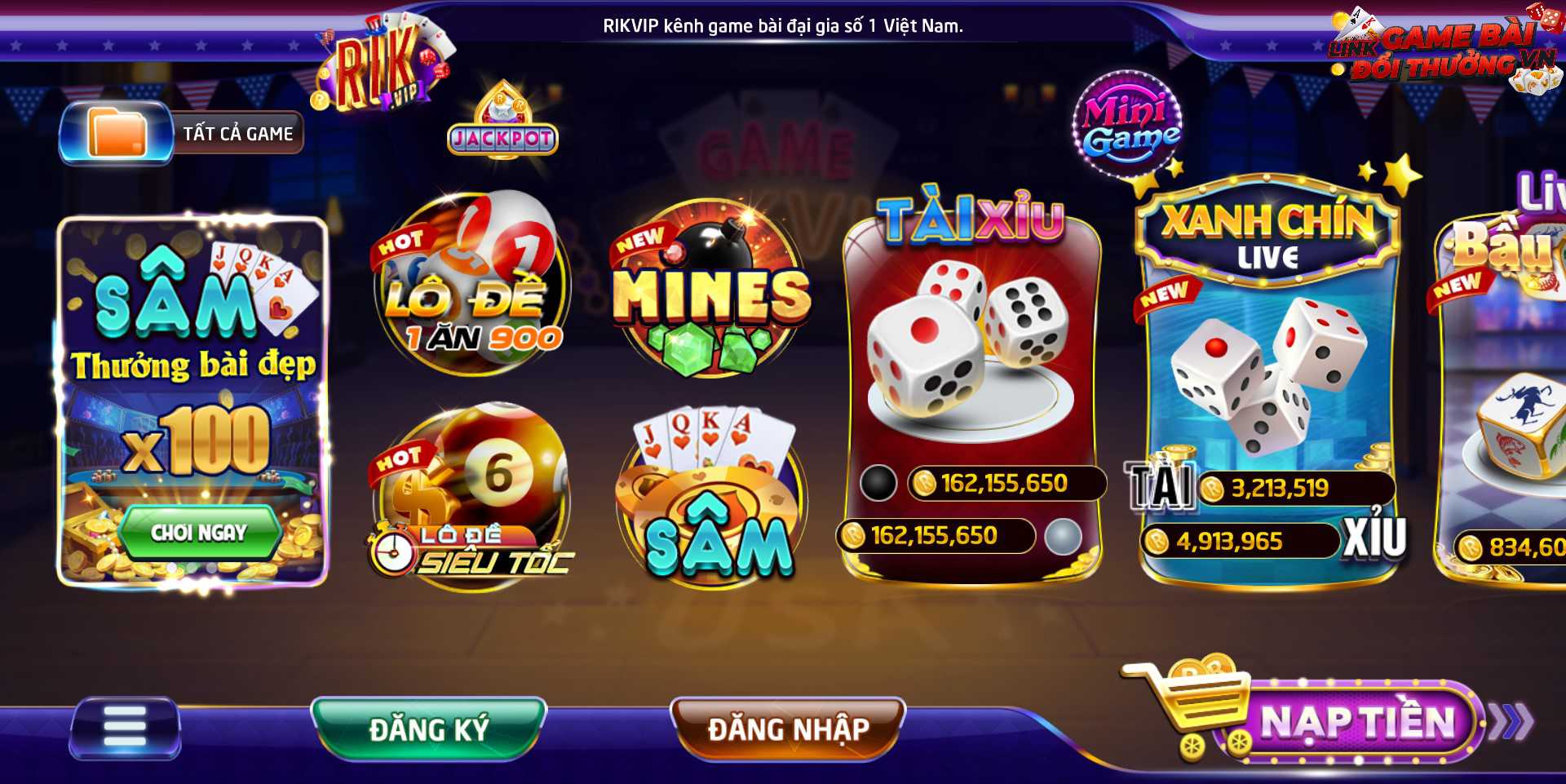 Cổng game bài đổi thưởng Rikvip