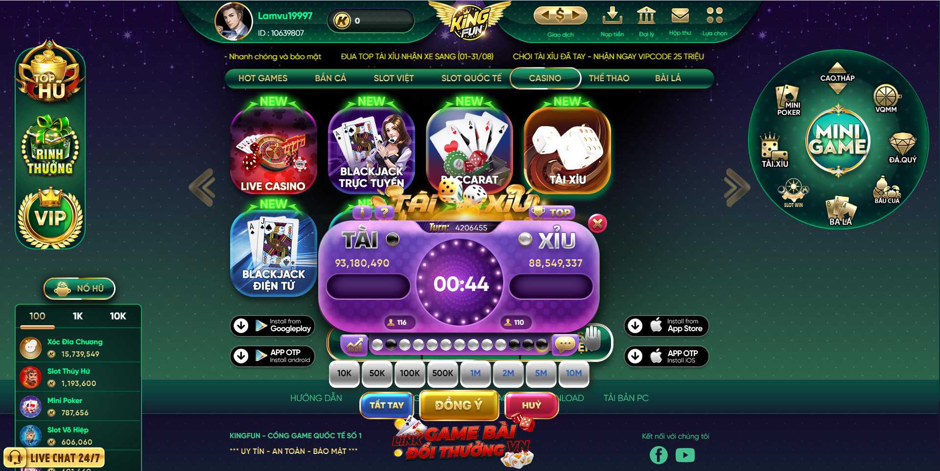 Game Tài Xỉu tại King Fun