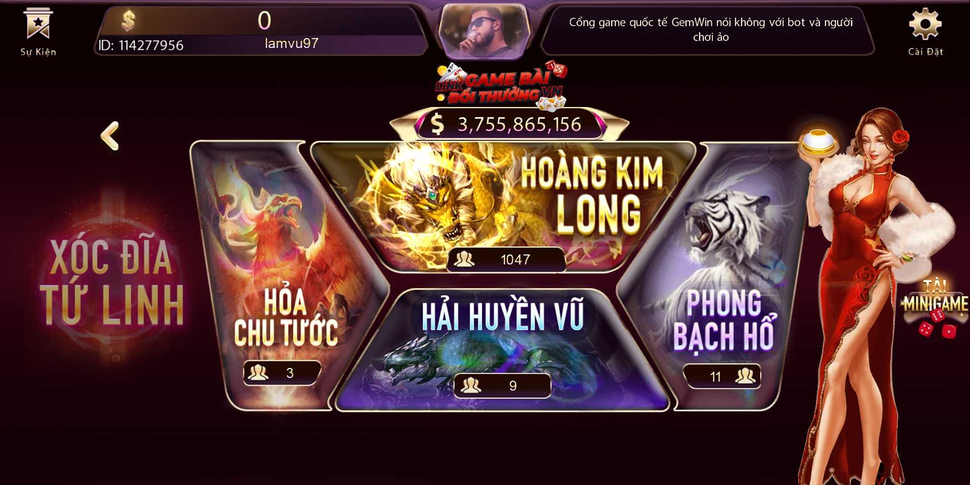 Giao diện game Xóc Đĩa May Club