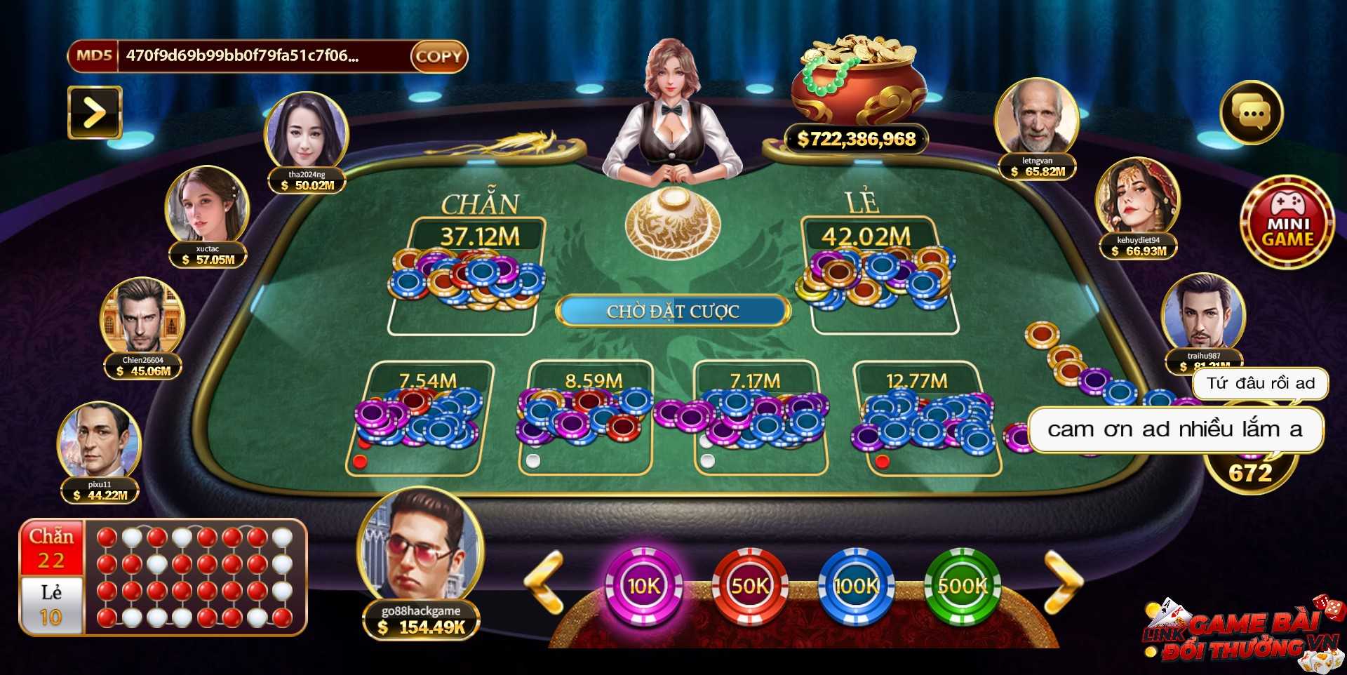 Giao diện game Xóc Đĩa tại Hit Club