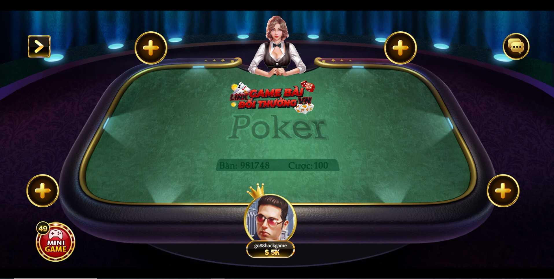 Giao diện bàn chơi game Poker tại Hit Club