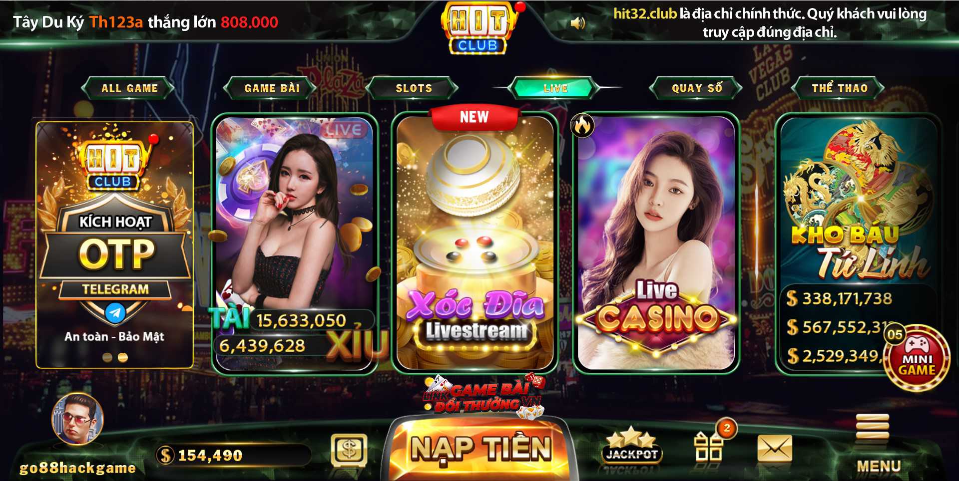 Giao diện sảnh Casino tại Hit Club