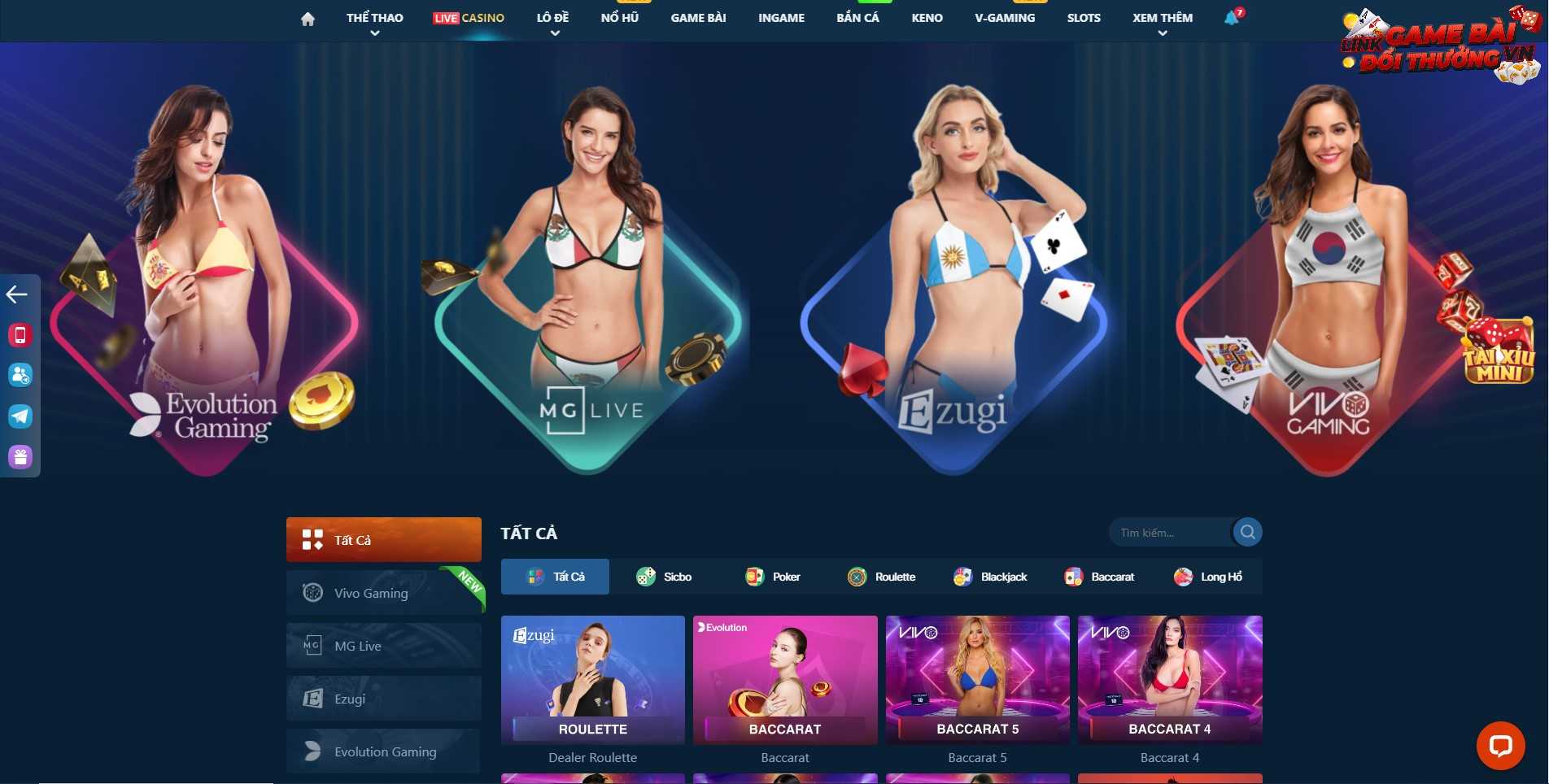 Giao diện sảnh Casino tại Lucky88