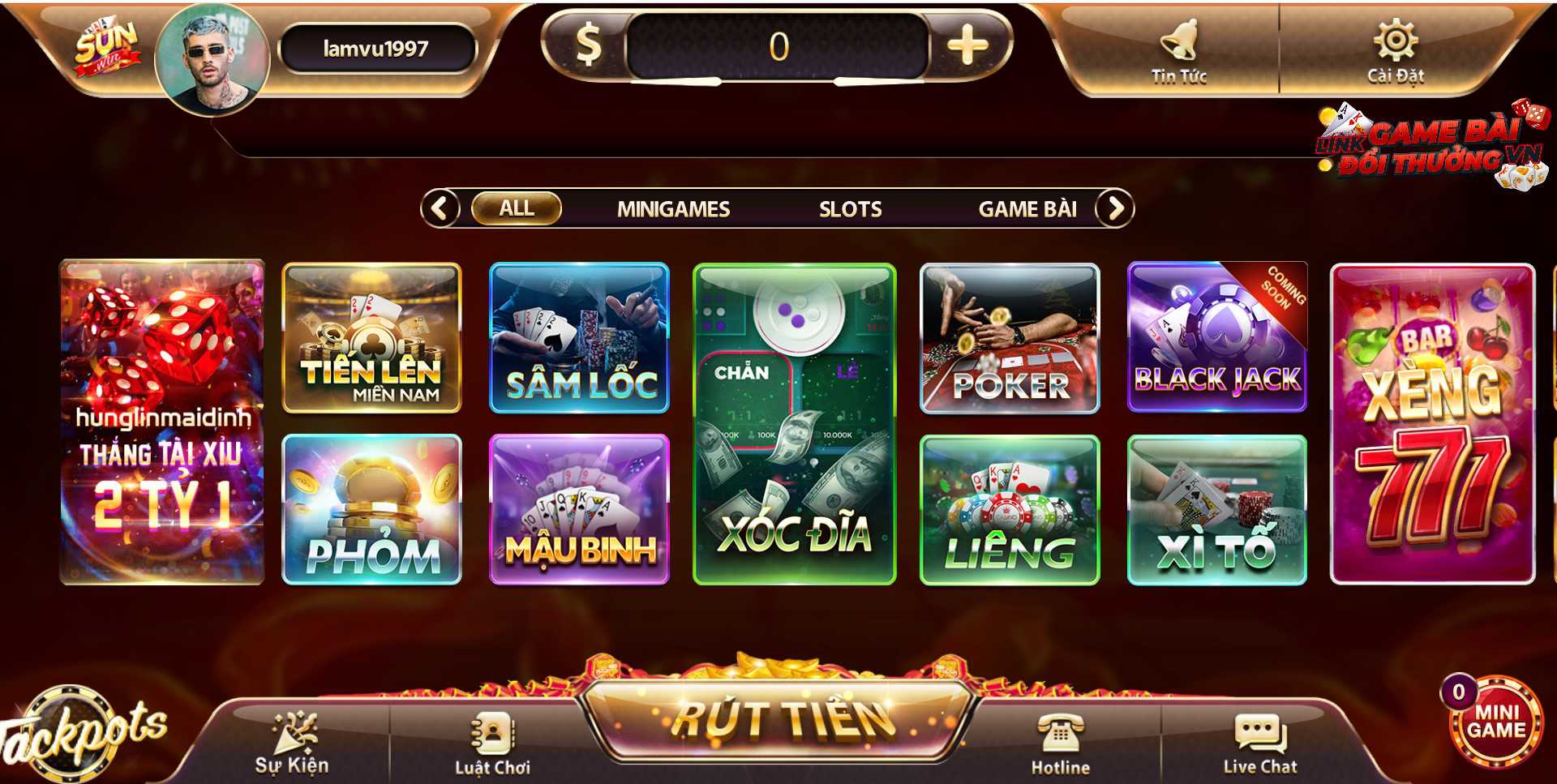 Giao diện sảnh Casino tại Sunwin