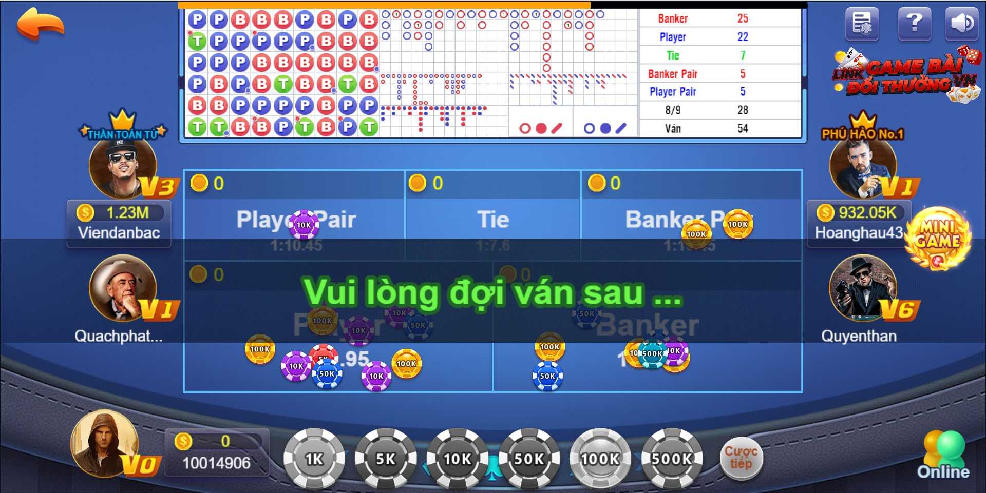 Giao diện sảnh game bài Baccarat tại 123B