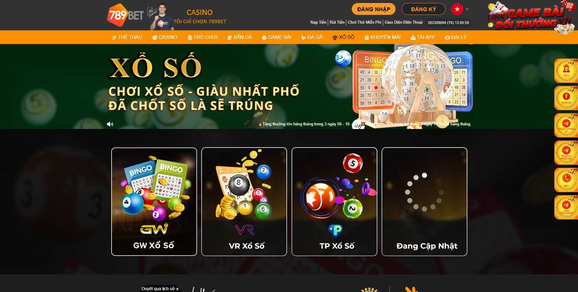 Giao diện sảnh lô đề tại 789Bet